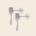 Tanzanite dangle drop earrings in 925 sterling silver — display view