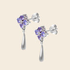 Tanzanite silver drop earrings with butterfly closure