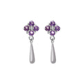 Natural amethyst dangle drop earrings in 925 sterling silver by Jewelry By Crimson