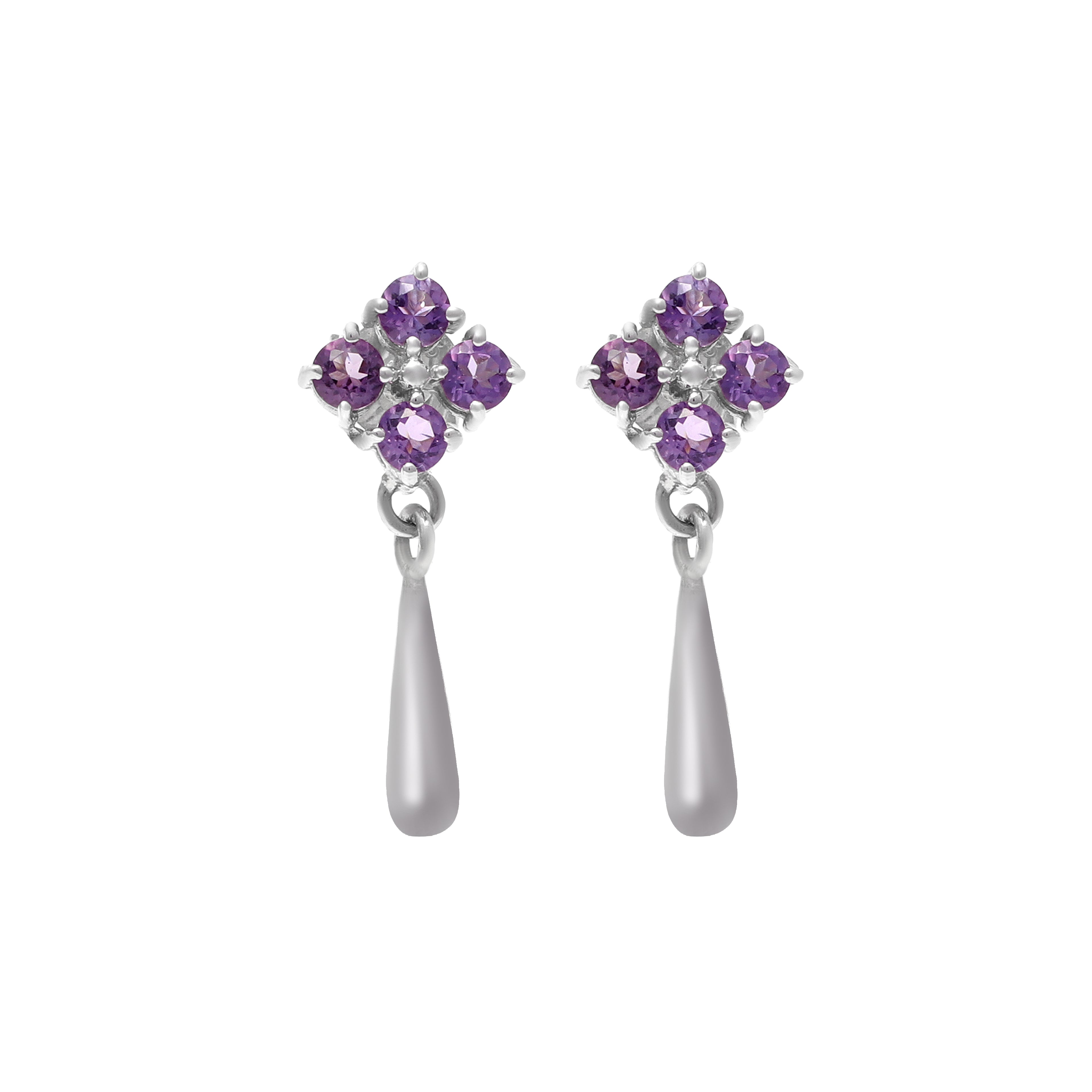 Natural amethyst dangle drop earrings in 925 sterling silver by Jewelry By Crimson