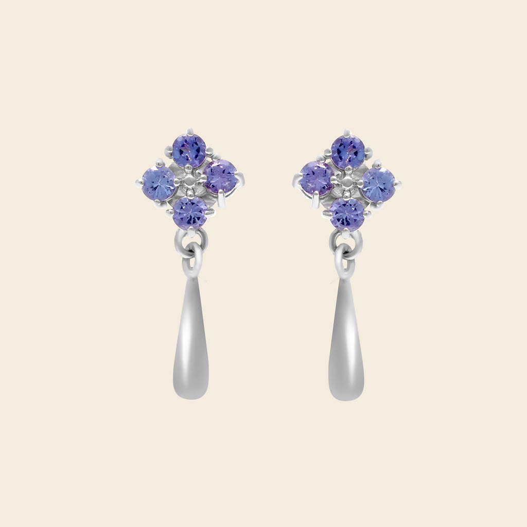 December birthstone tanzanite drop earrings in 925 silver