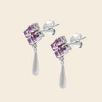 Natural amethyst gemstone drop earrings handcrafted in Bangkok