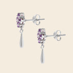 February birthstone amethyst drop earrings in 925 silver