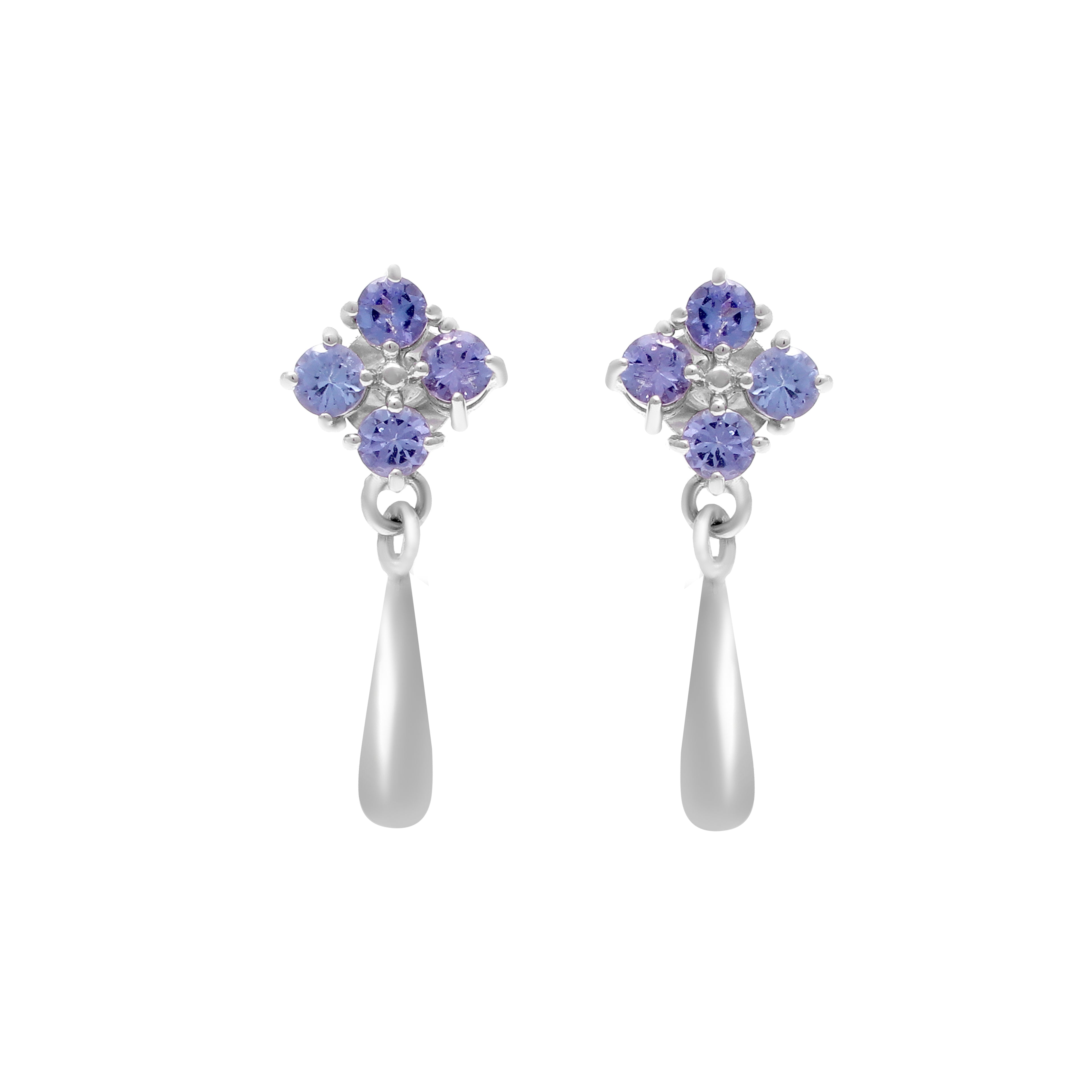Natural tanzanite dangle drop earrings in 925 sterling silver by Jewelry By Crimson