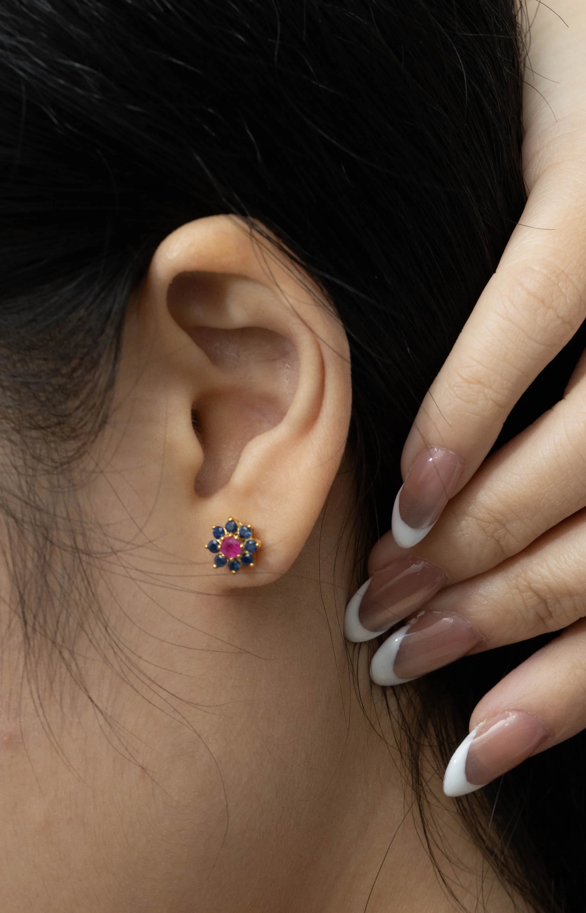 Elegant sterling silver ruby sapphire earrings for everyday wear
