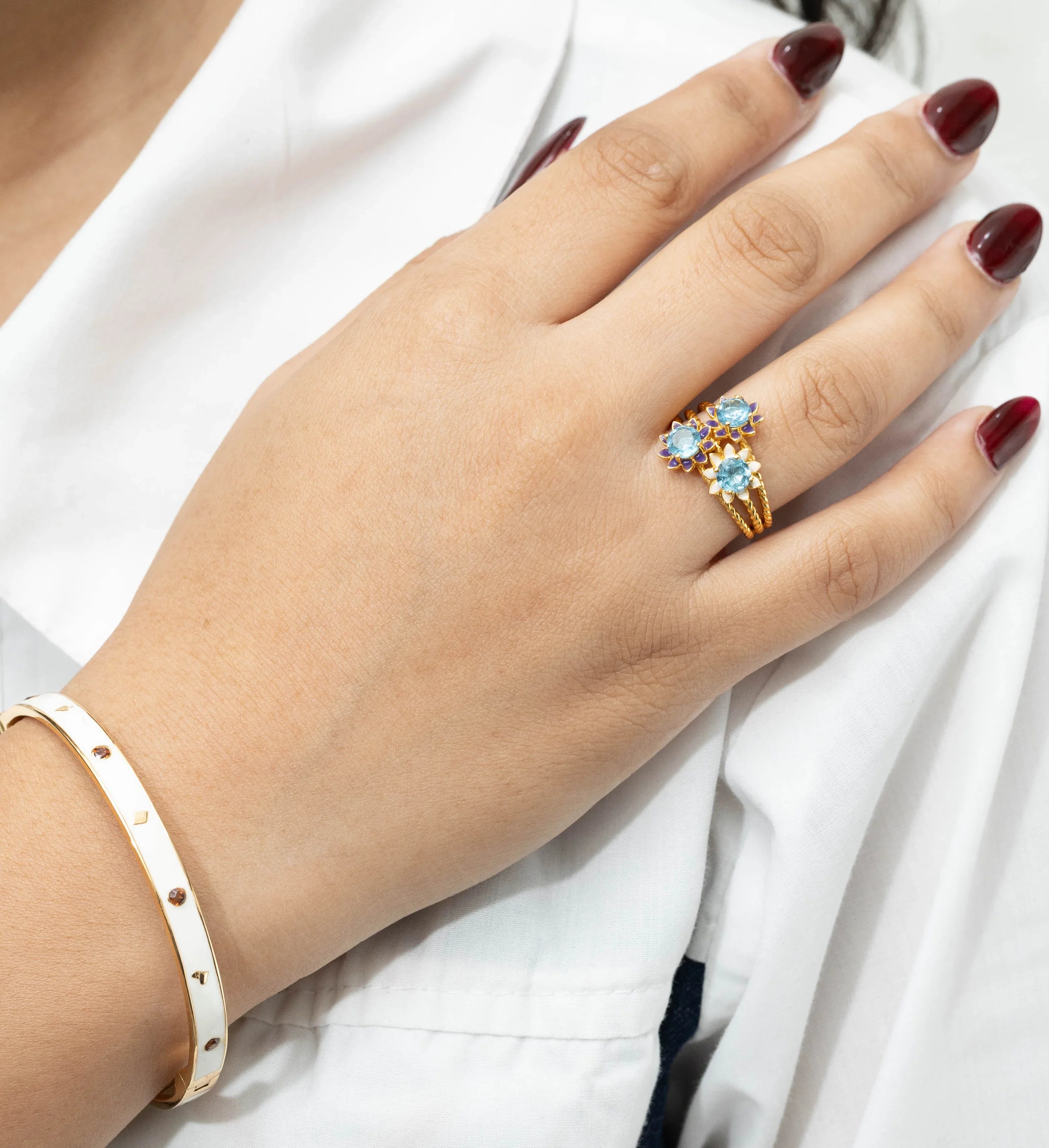 White enamel gold plated bracelet by Jewelry by Crimson