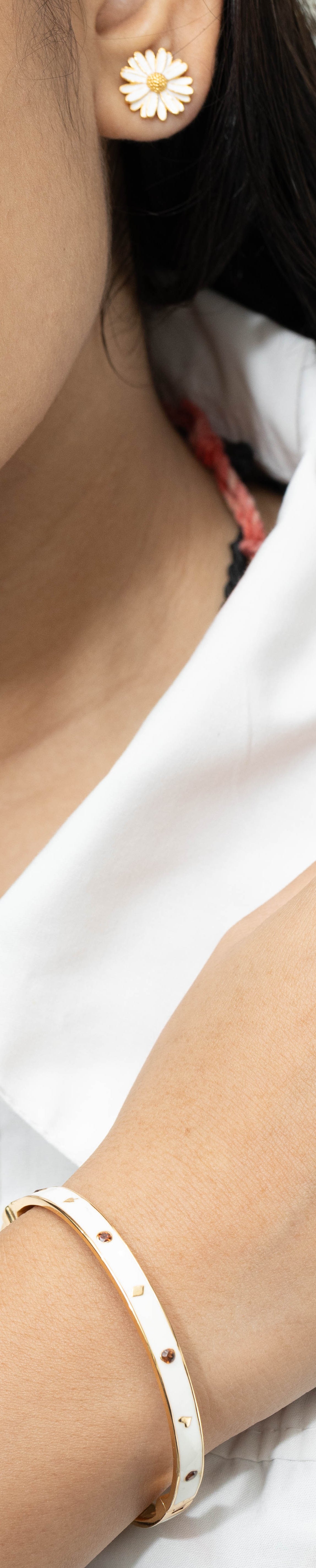 Modern luxury enamel bangle bracelet in sterling silver