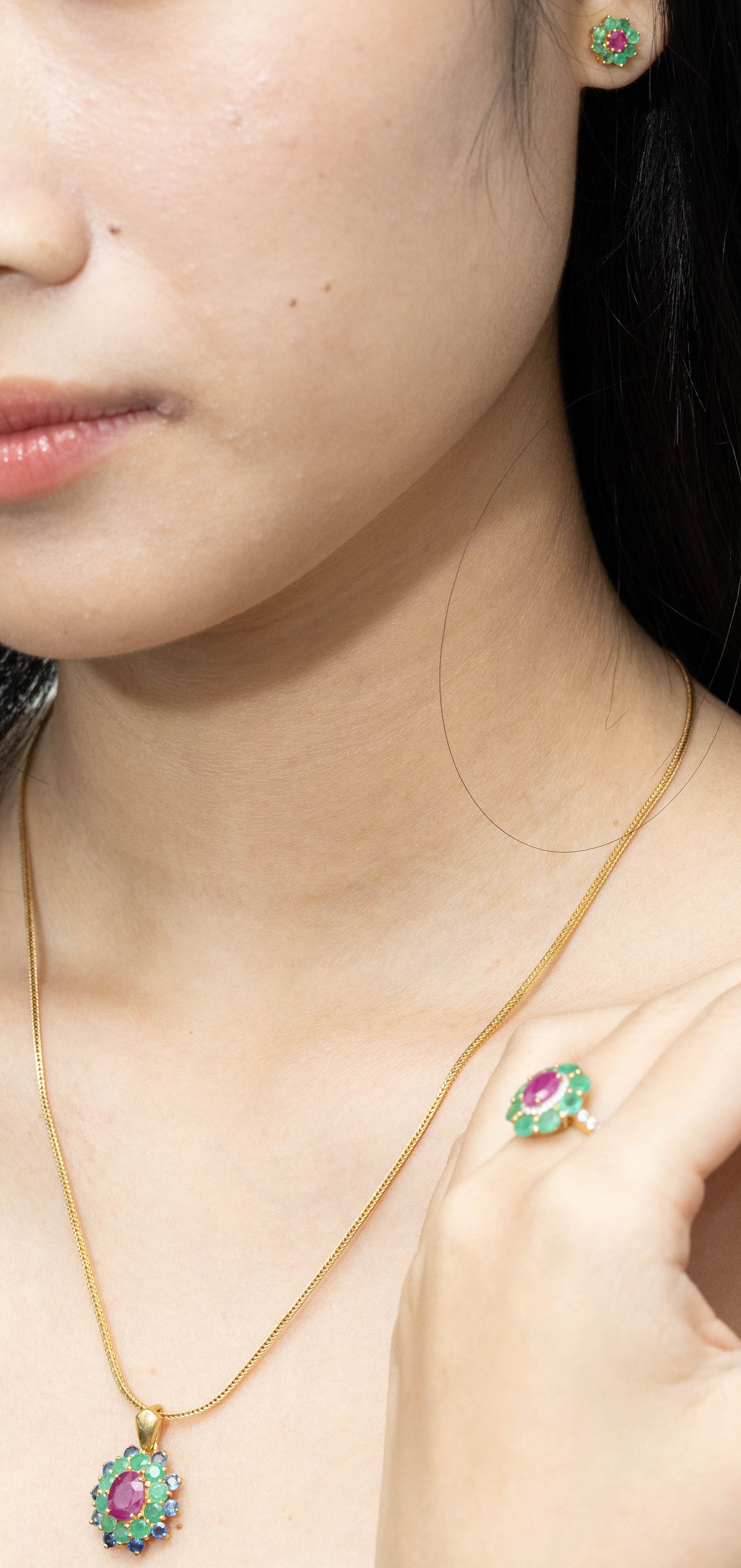Handcrafted gemstone flower pendant by Jewelry by Crimson