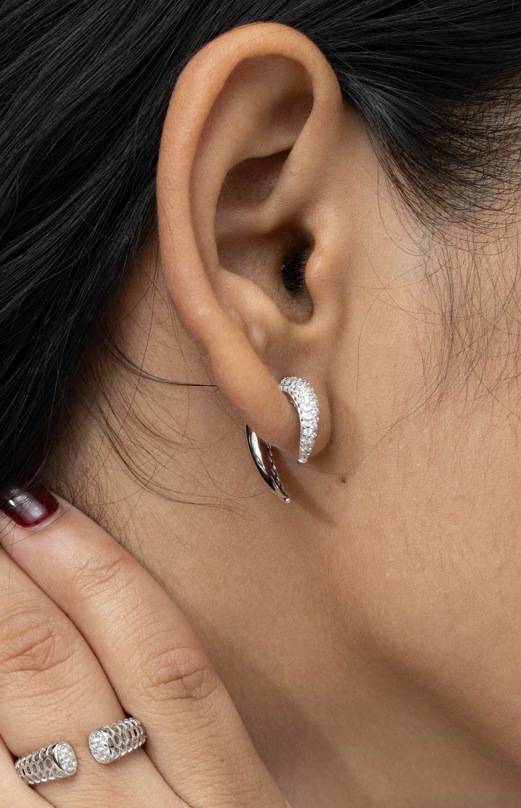Minimalist CZ tusk earrings in 925 sterling silver