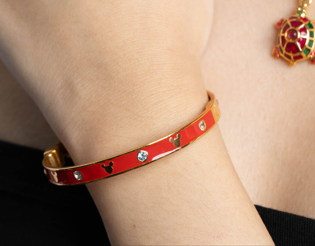 Luxury red enamel bracelet in gold plated silver