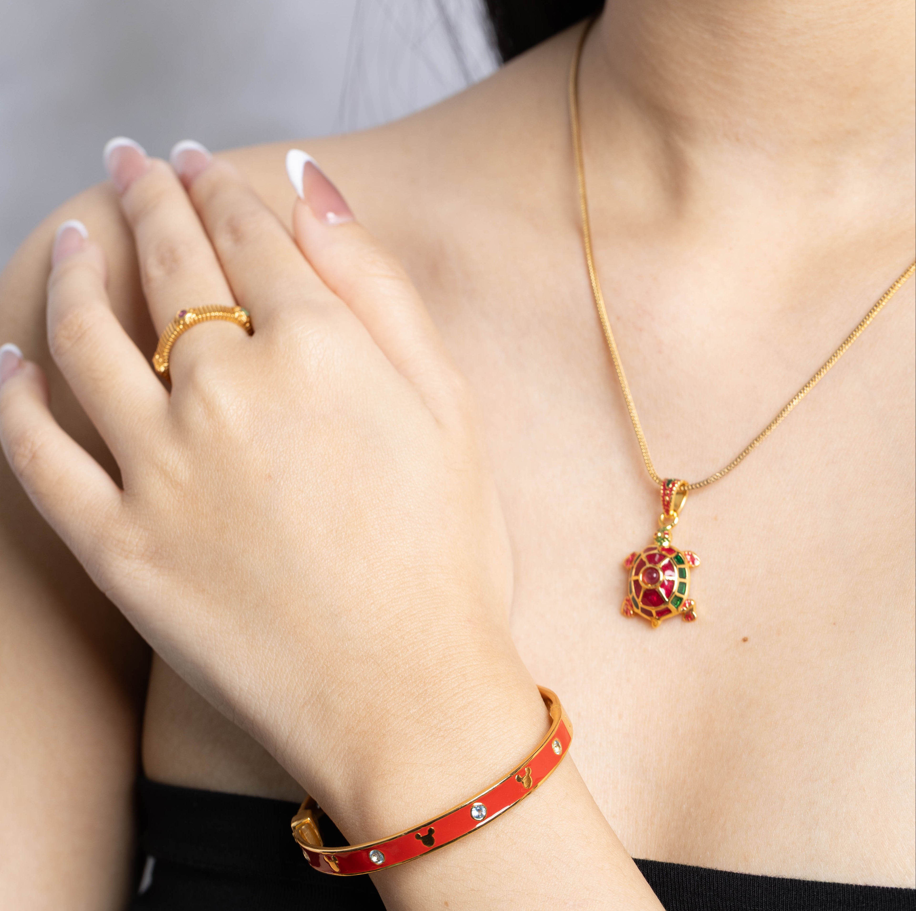 Elegant minimalist enamel jewelry bracelet by Jewelry by Crimson