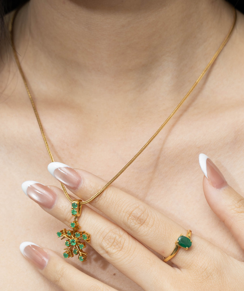 925 sterling silver emerald ring with 14K gold plating