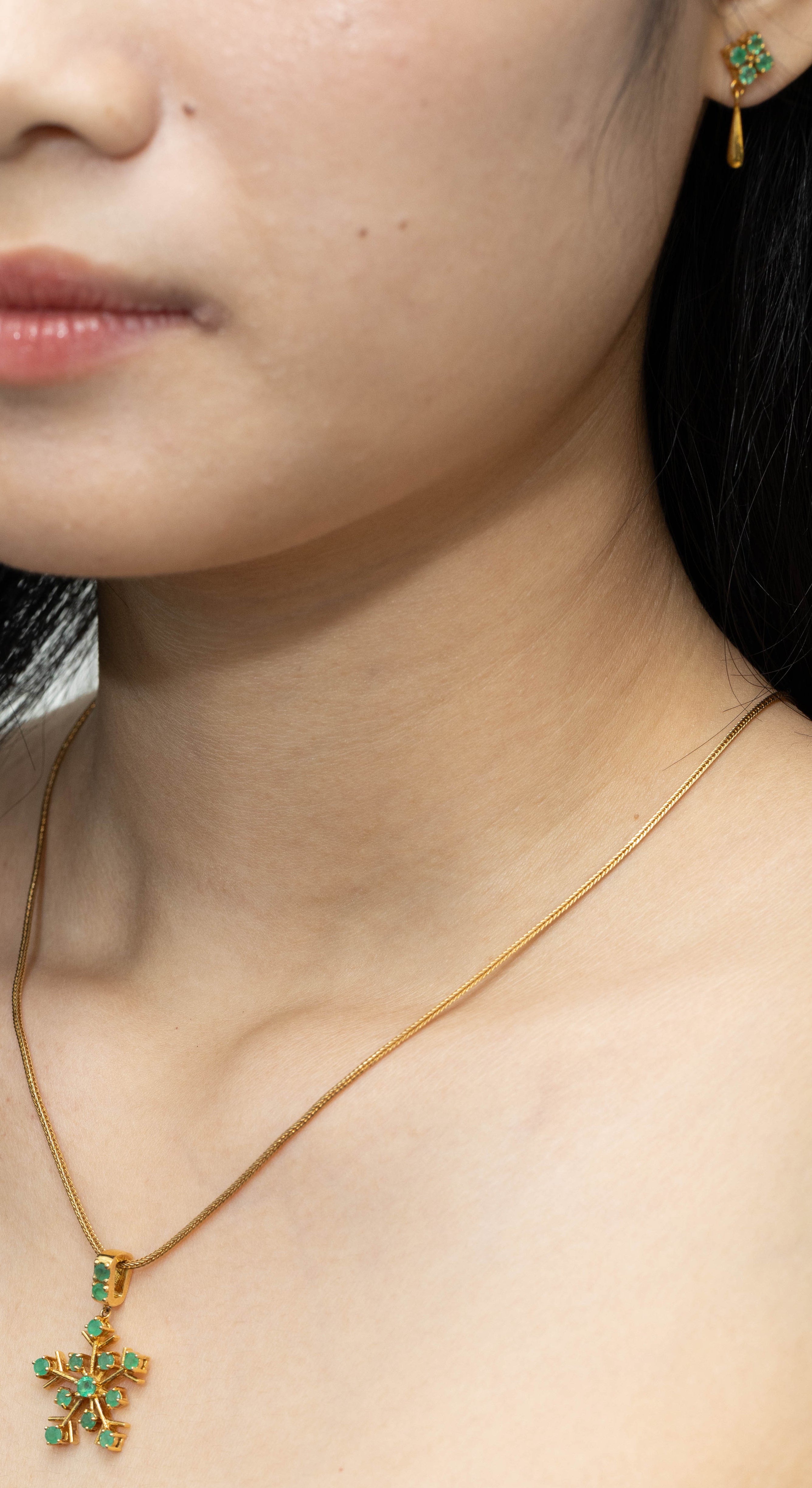 Gold plated emerald pendant handcrafted in 925 sterling silver