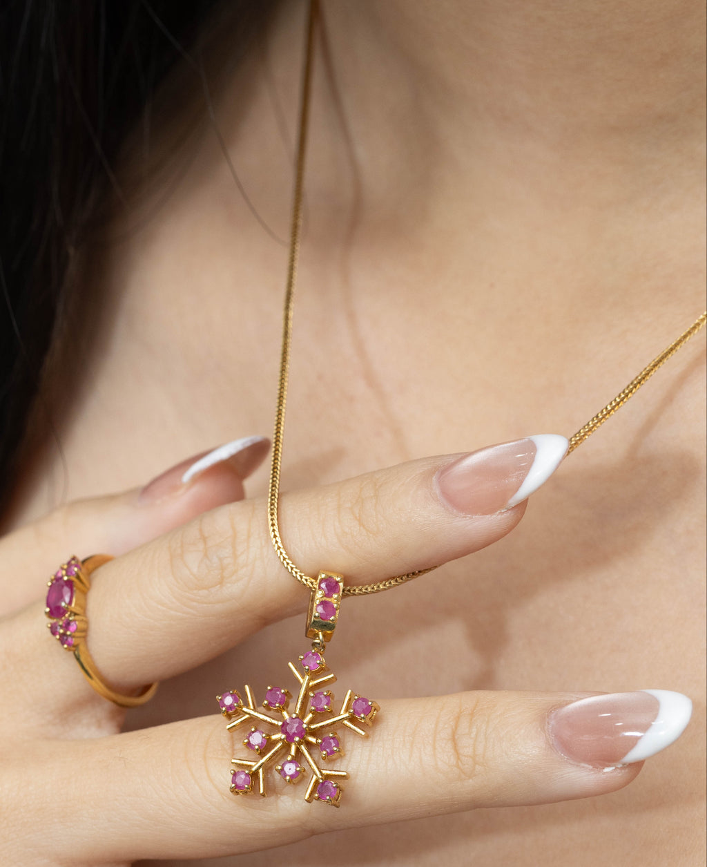 Red ruby gemstone ring in gold plated silver