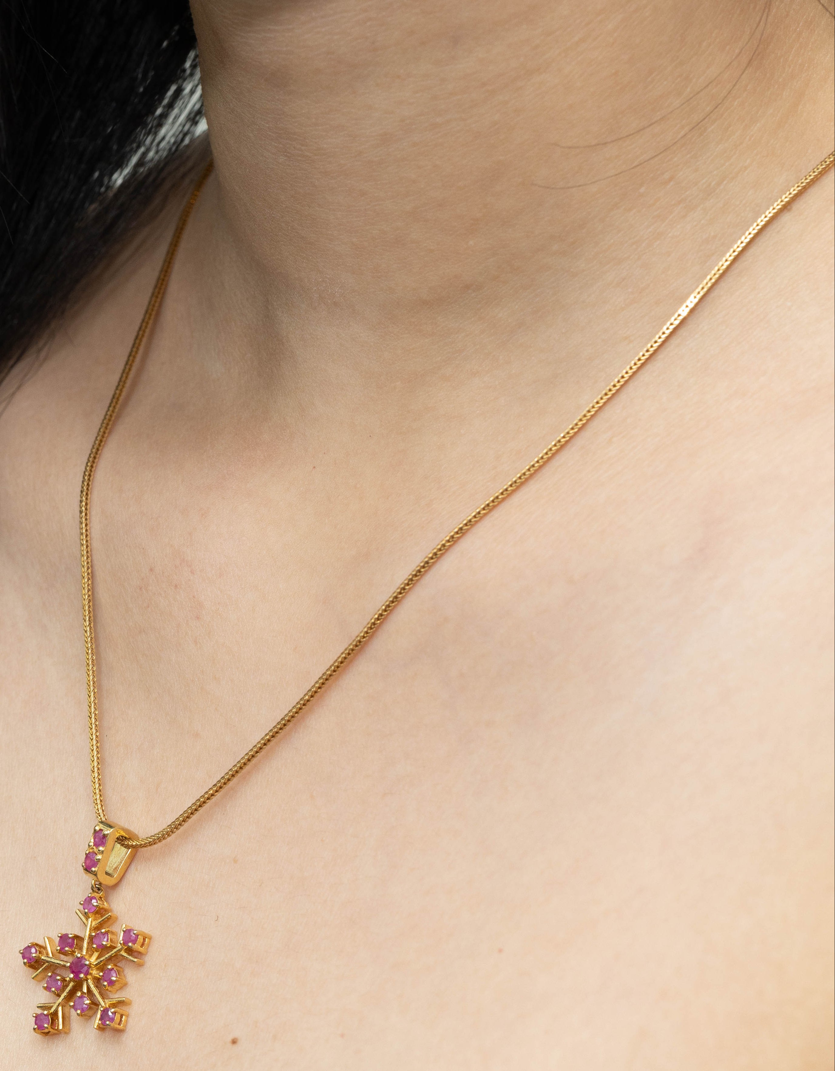 Luxury ruby snowflake jewelry pendant