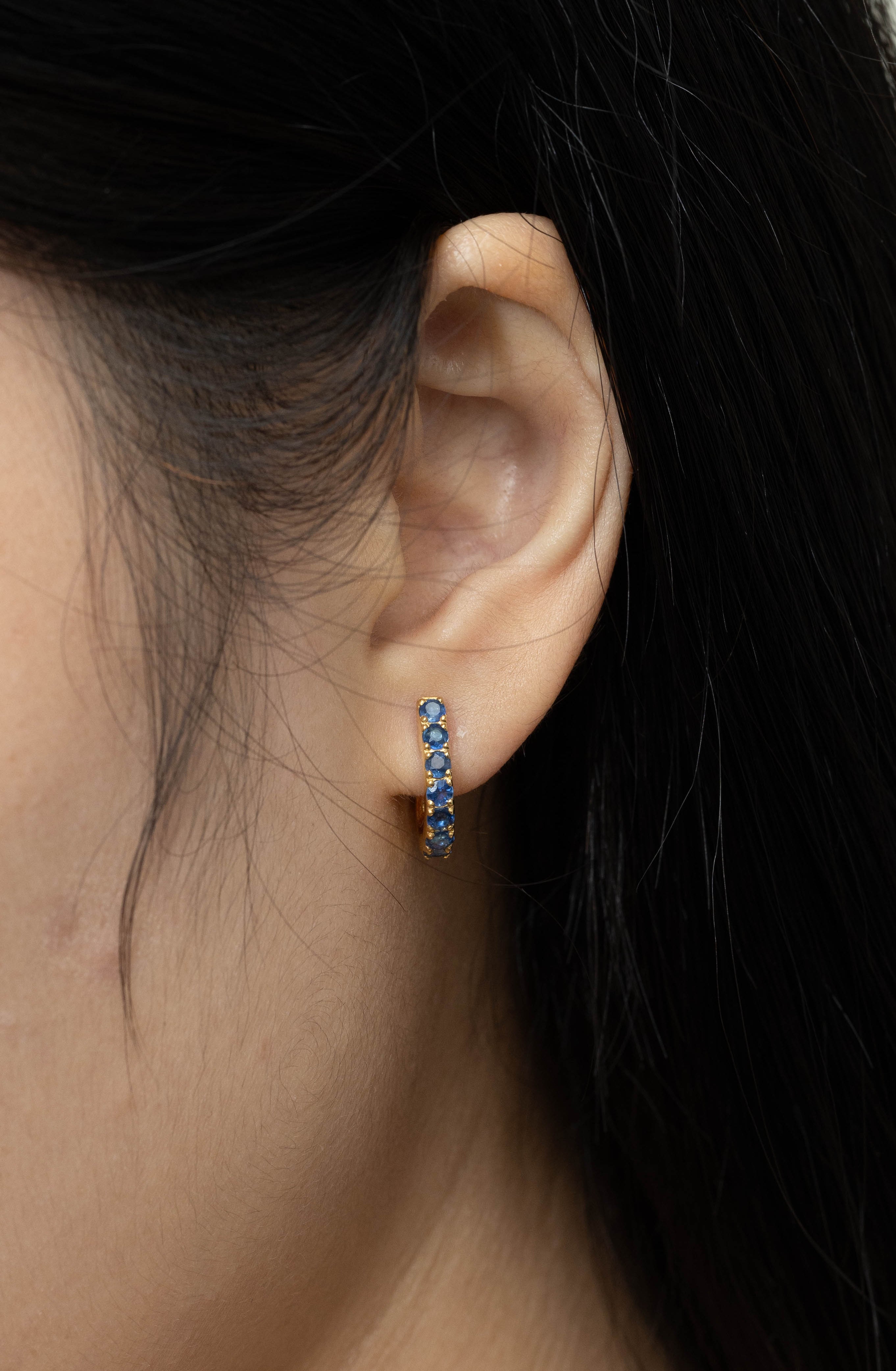 Elegant blue sapphire hoop earrings for women