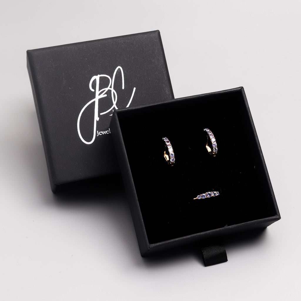 Tanzanite Huggie Hoop Earrings in 18K Gold