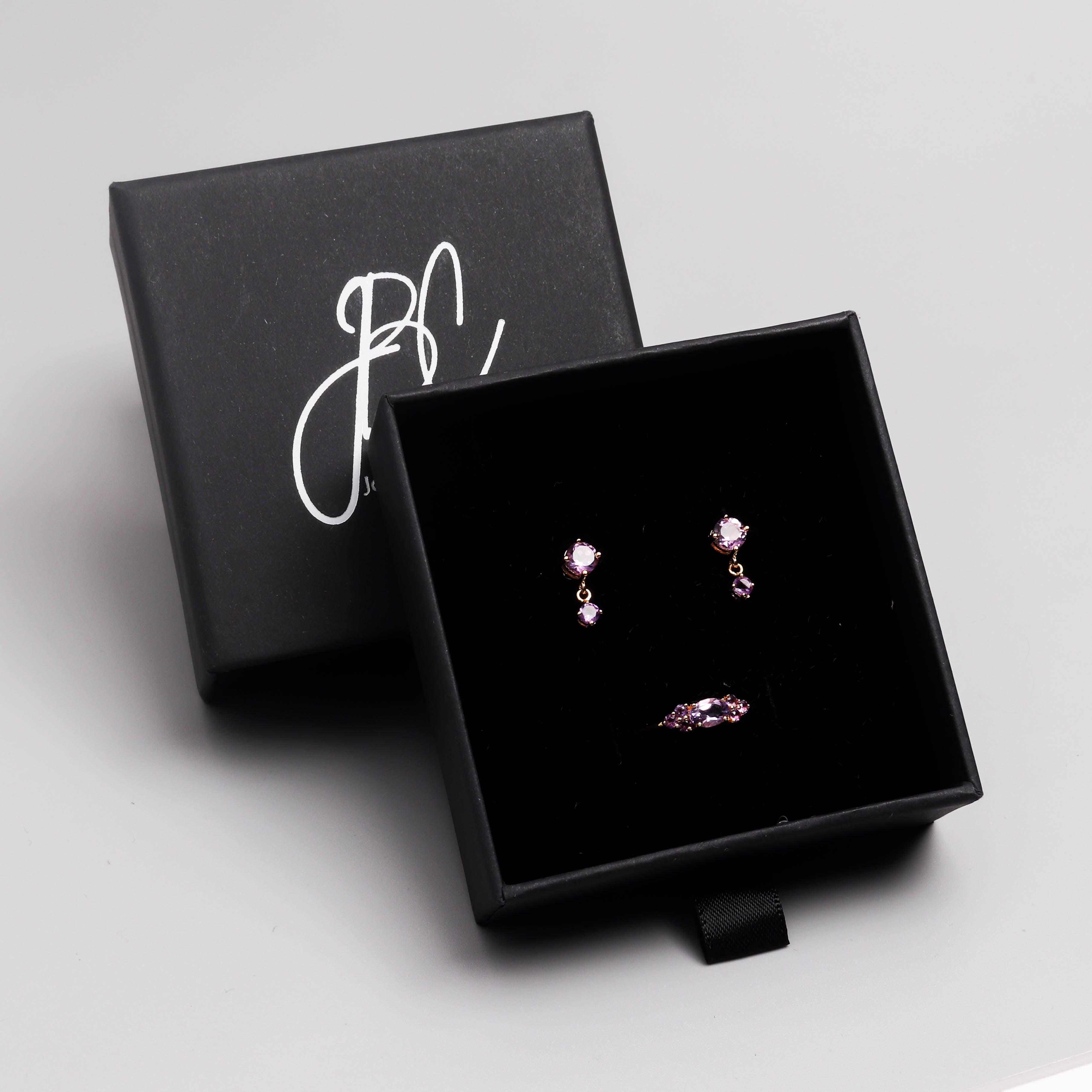 Amethyst Drop Earrings in 925 Sterling Silver