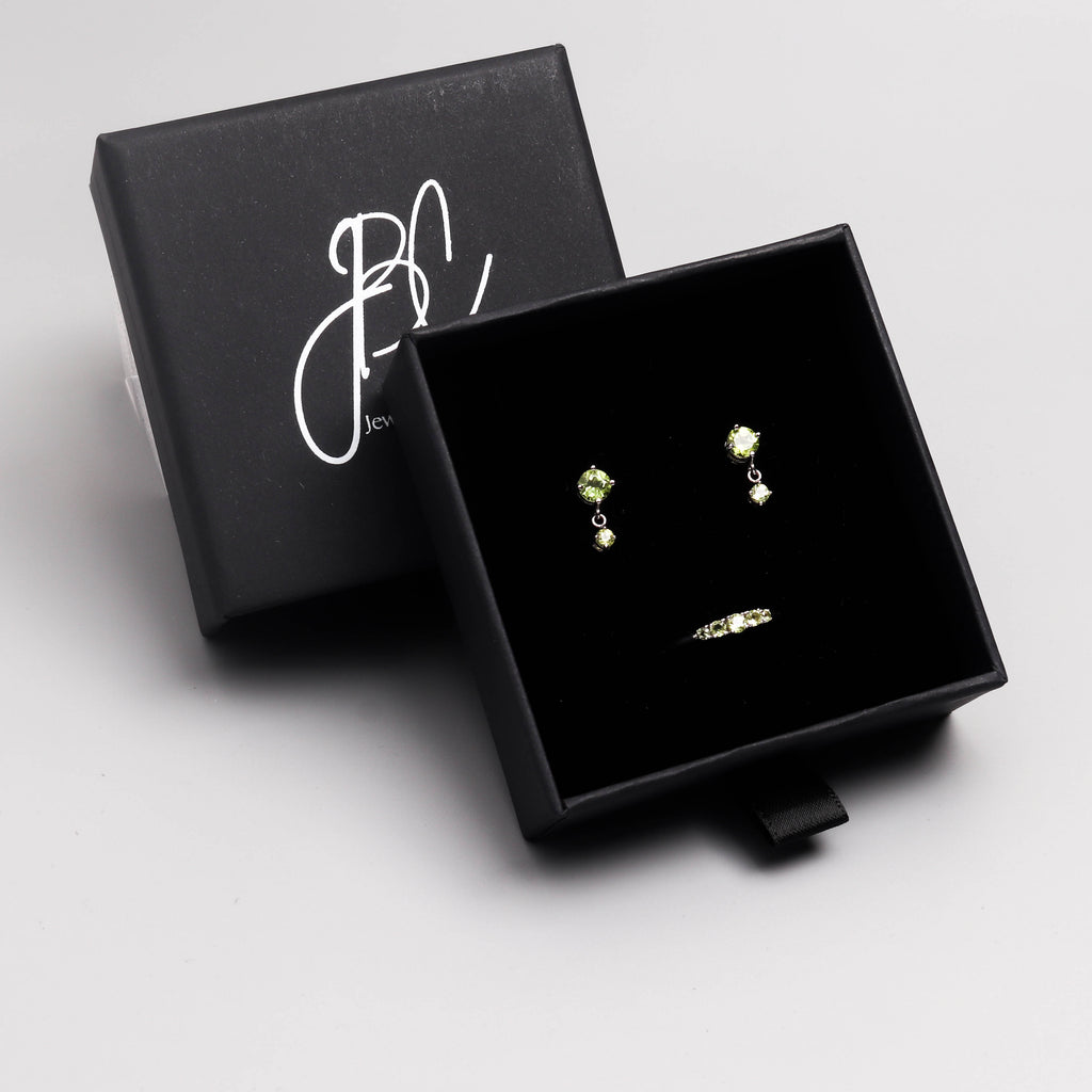 Peridot Two Stone Drop Earrings in 925 Sterling Silver
