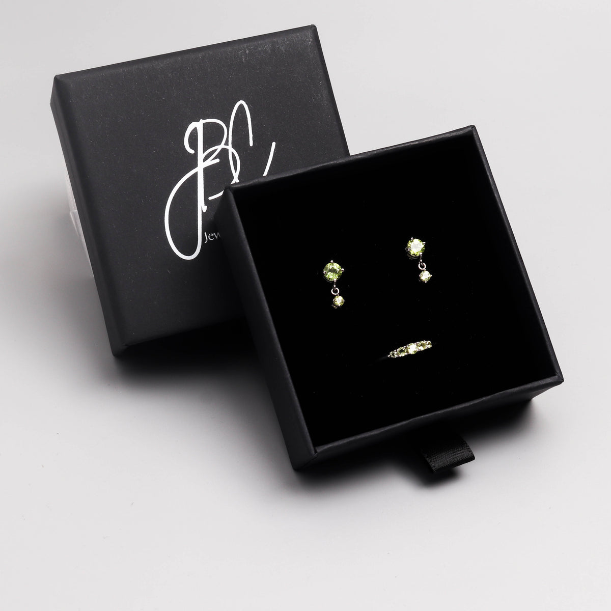Peridot Two Stone Drop Earrings in 925 Sterling Silver
