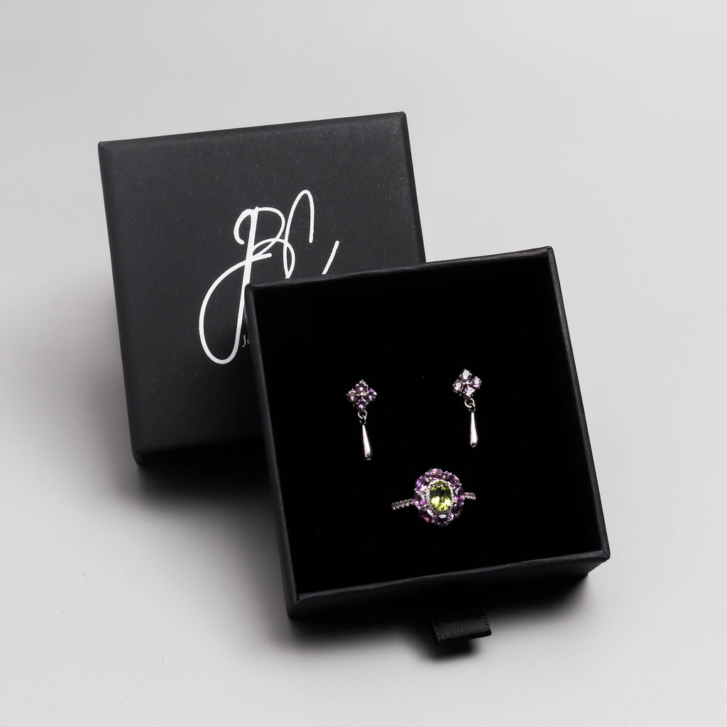 Natural Amethyst Dangle Drop Earrings in 925 Sterling Silver