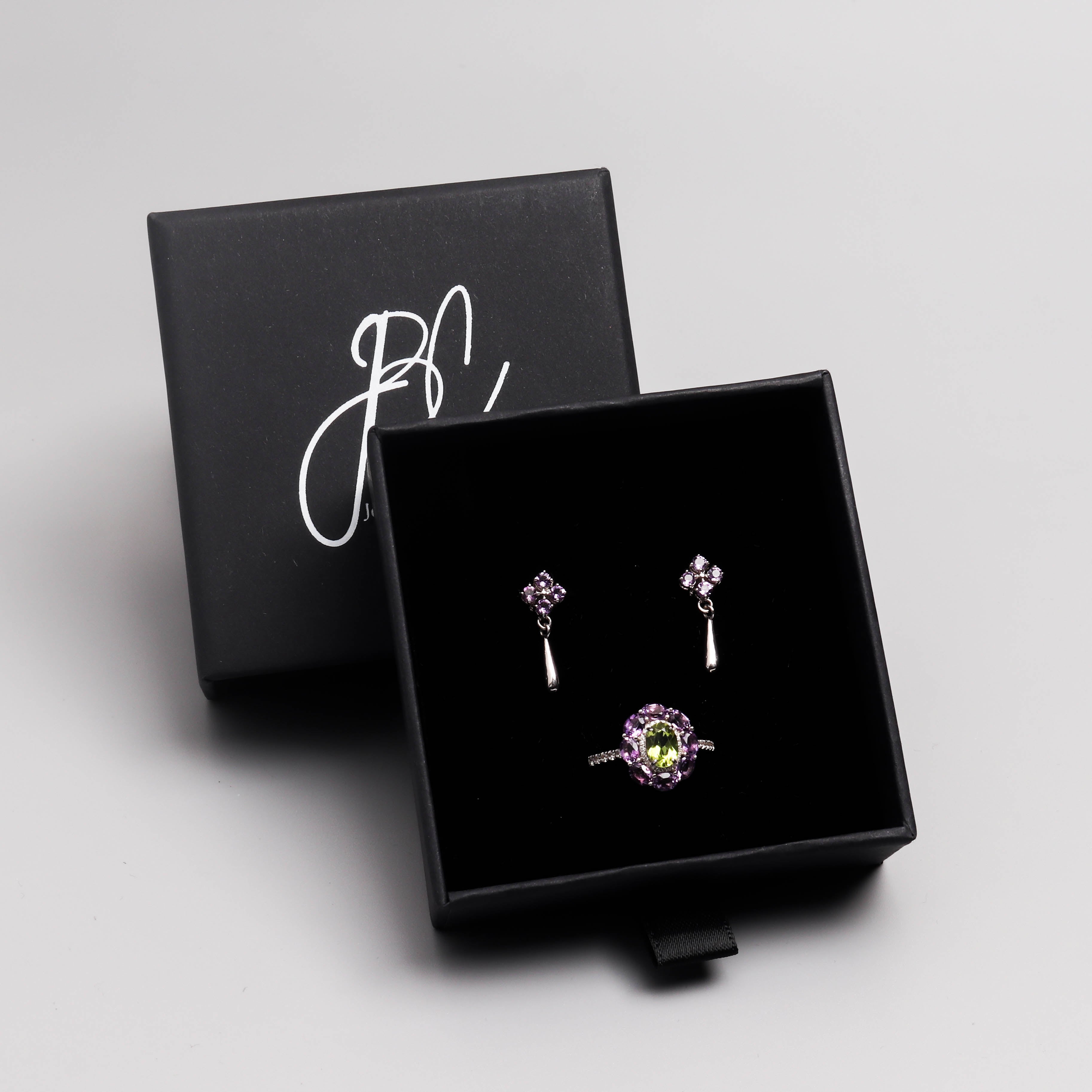 Natural Amethyst Dangle Drop Earrings in 925 Sterling Silver