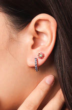 Blue Sapphire Huggie Hoop Earrings in 18K Gold