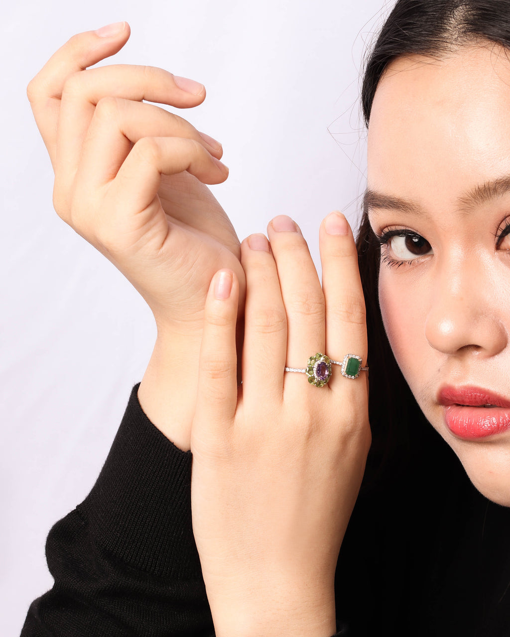 May birthstone emerald cocktail ring in gold