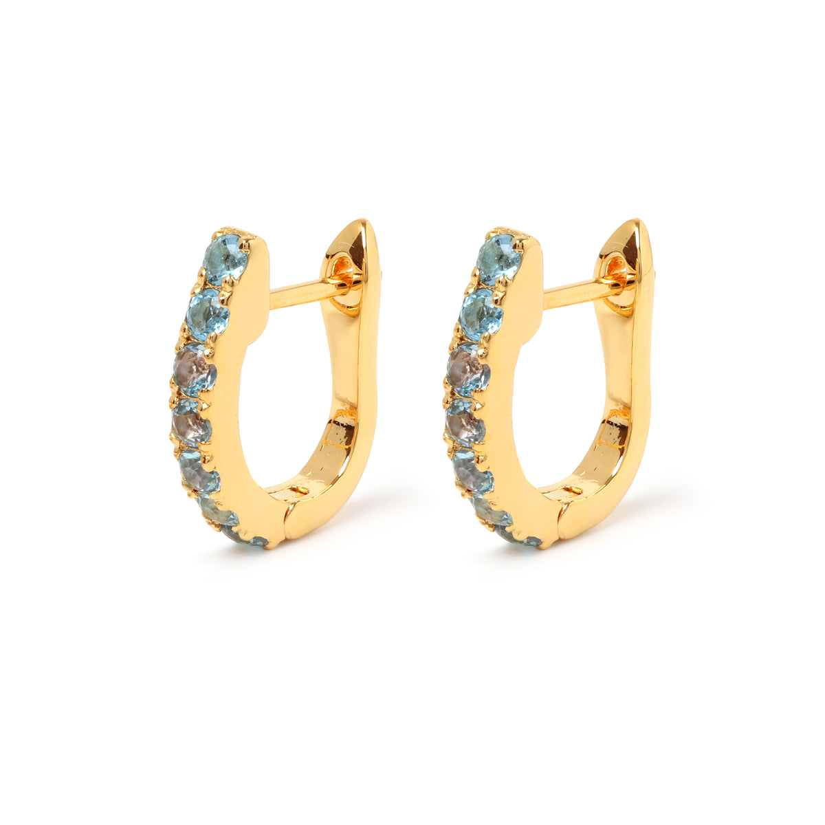 Natural Blue Topaz Hoop Earrings in 925 Sterling Silver
