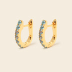 December birthstone blue topaz hoop earrings in gold