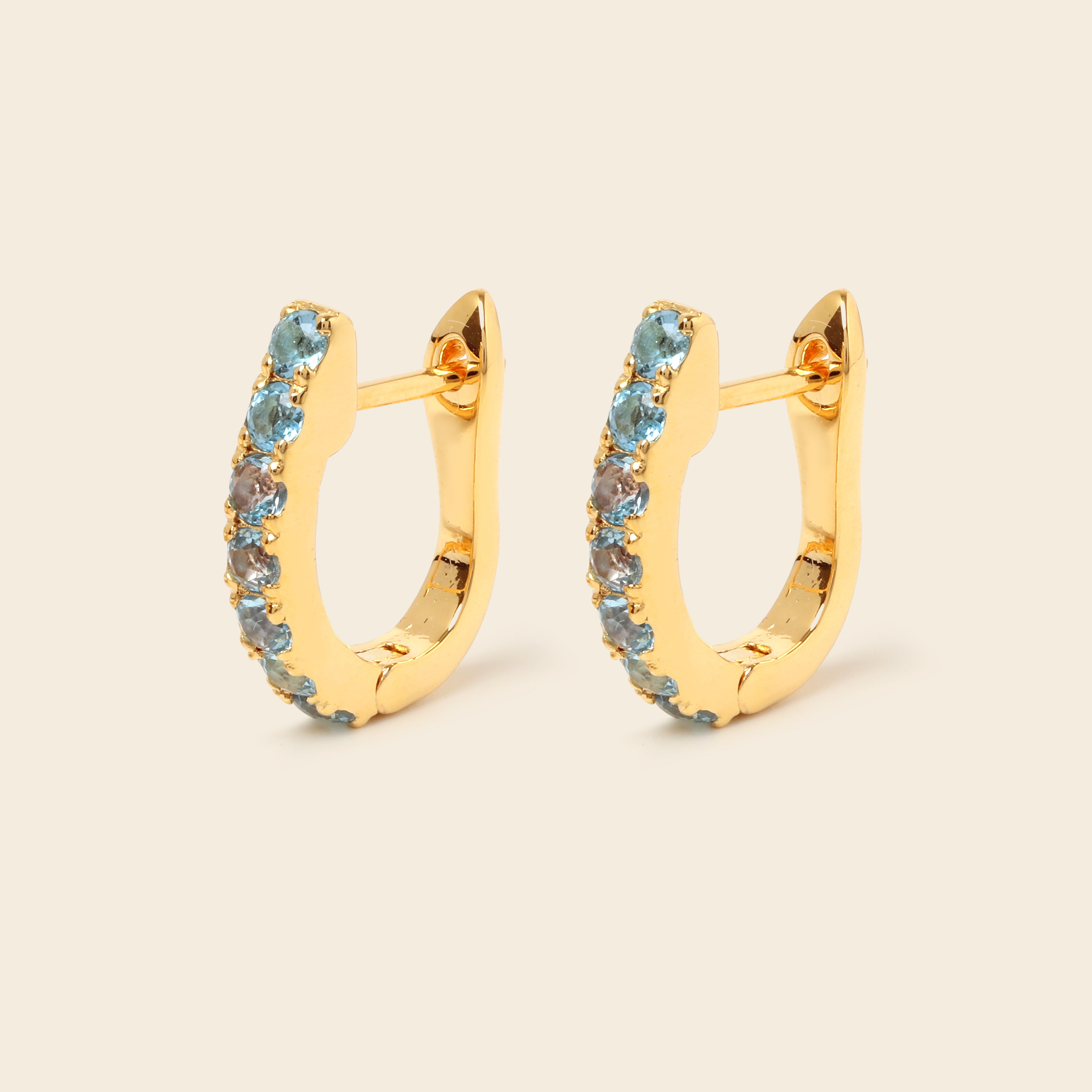 December birthstone blue topaz hoop earrings in gold
