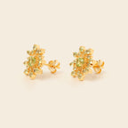 August birthstone peridot snowflake stud earrings