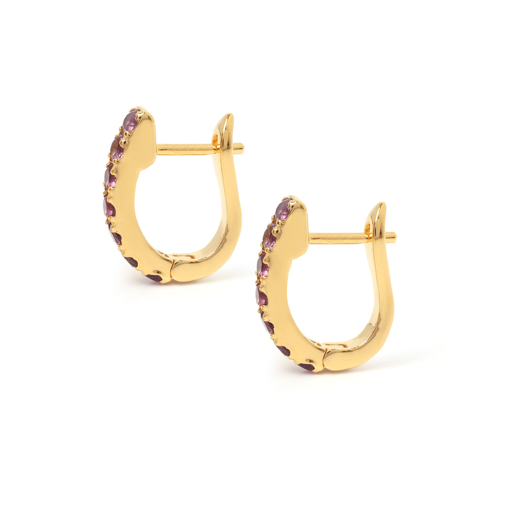 Amethyst hoop earrings with latch back closure