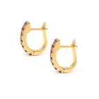 Amethyst hoop earrings with latch back closure