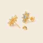 December birthstone blue topaz snowflake stud earrings