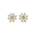 Blue topaz snowflake stud earrings in 18K gold plated sterling silver by Jewelry By Crimson
