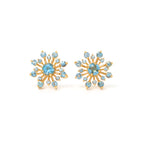 Blue topaz snowflake stud earrings in 18K gold plated sterling silver by Jewelry By Crimson