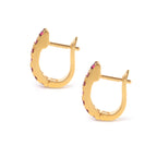 Pink tourmaline hoop earrings with latch back closure