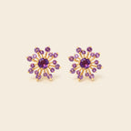 February birthstone amethyst snowflake stud earrings