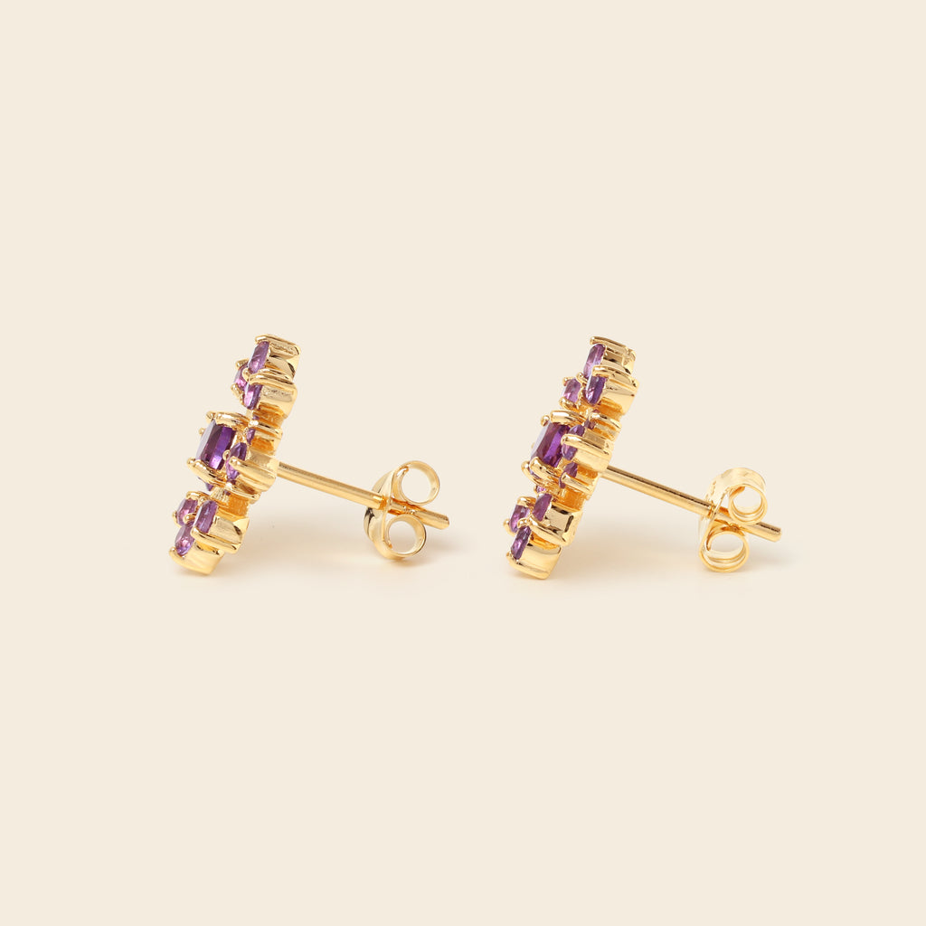 Natural amethyst snowflake earrings handcrafted in Bangkok