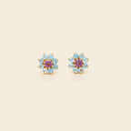 February and December birthstone flower stud earrings