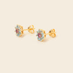 Amethyst blue topaz stud earrings with butterfly closure
