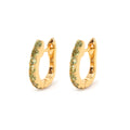Peridot huggie hoop earrings in 18K gold plated sterling silver by Jewelry By Crimson