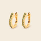 August birthstone peridot hoop earrings in gold