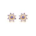 Tanzanite snowflake stud earrings in 18K gold plated sterling silver by Jewelry By Crimson