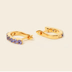 Natural tanzanite gold hoops handcrafted in Bangkok