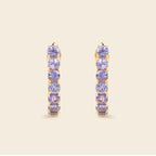 December birthstone tanzanite hoop earrings in gold
