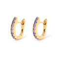 Tanzanite huggie hoop earrings in 18K gold plated sterling silver by Jewelry By Crimson
