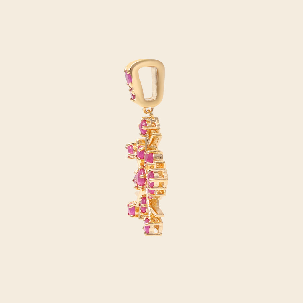 Ruby Snowflake Pendant Necklace Charm in 18K Gold