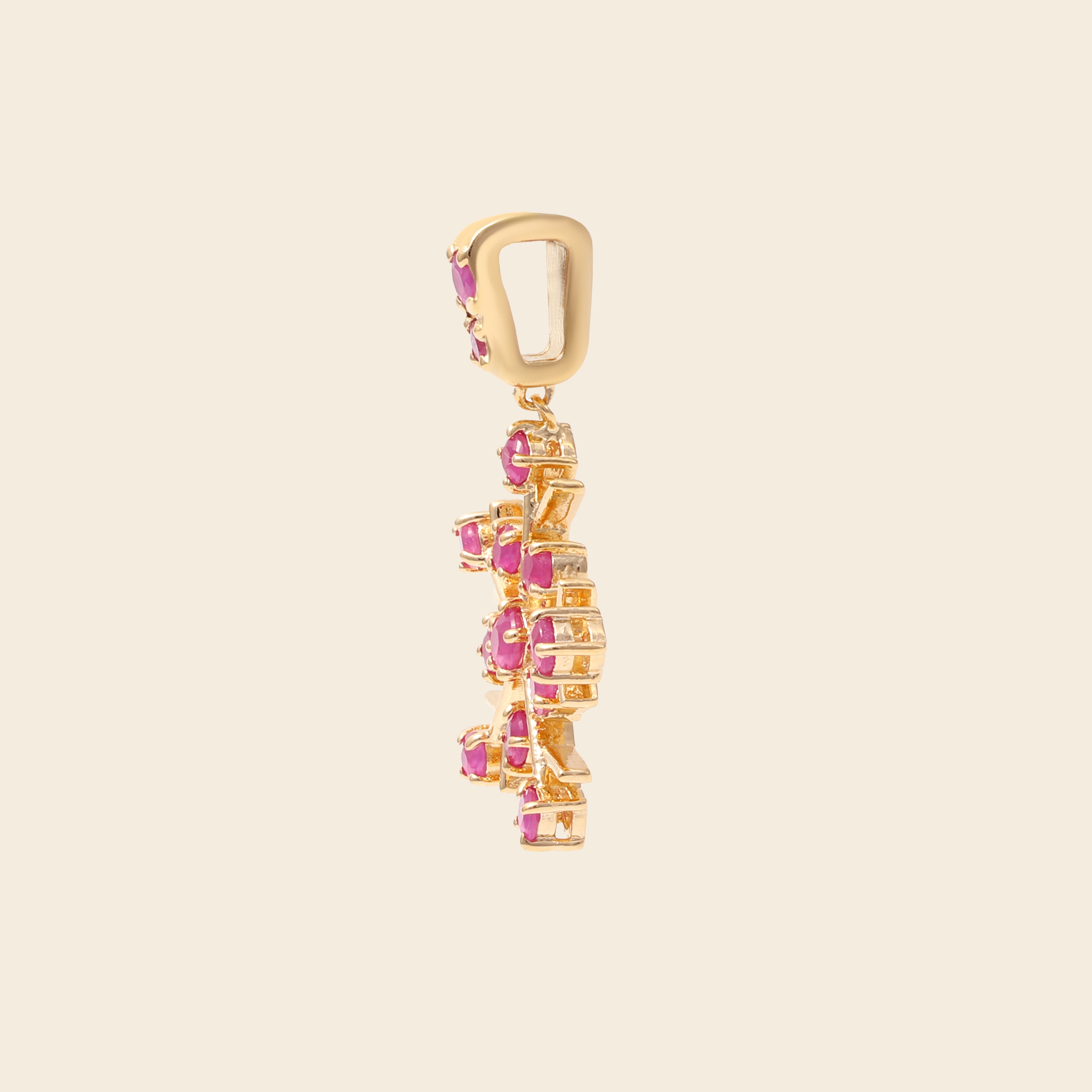 Ruby Snowflake Pendant Necklace Charm in 18K Gold